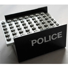 LEGO Black Boat Section Middle 6 x 8 x 3 & 1/3 with Gray Deck with "POLICE" on both sides Sticker