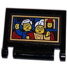 LEGO Zwart Book Cover met Picture of Grandparents met Child Sticker (24093)