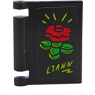LEGO Zwart Book Cover met Rood Bloem Sticker (24093)