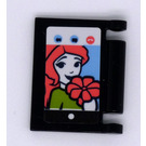 LEGO Zwart Book Cover met Selfie of een Woman met Bloem Sticker (24093)
