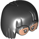 LEGO Noir Bowl Cut Cheveux avec Grand Glasses (48828)