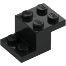 LEGO Black Bracket 2 x 3 with Plate and Step without Bottom Stud Holder (18671)