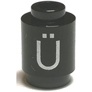 LEGO Black Brick 1 x 1 Round with Letter 'Ü' with Open Stud (3062)