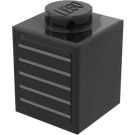 LEGO Schwarz Backstein 1 x 1 mit Gitter Aufkleber (3005)