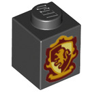 LEGO Schwarz Stein 1 x 1 mit Gryffindor Crest (3005 / 39594)