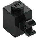 LEGO Schwarz Stein 1 x 1 mit Horizontaler Clip (60476 / 65459)