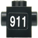 LEGO Noir Brique 1 x 1 avec Goujons sur Deux Côtés opposés avec 911 Autocollant (47905)