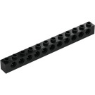 LEGO Sort Klods 1 x 12 med Huller (3895)