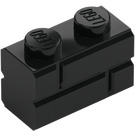 LEGO Zwart Steen 1 x 2 met Embossed Bricks (98283)