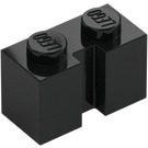 LEGO Svart Kloss 1 x 2 med skåra (4216)