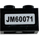 LEGO Black Brick 1 x 2 with JM60071 Sticker with Bottom Tube (3004)