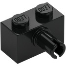 LEGO Black Brick 1 x 2 with Pin without Bottom Stud Holder (2458)