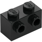 LEGO Svart Kloss 1 x 2 med Knoppar på Ett Sida (11211)