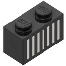 LEGO Noir Brique 1 x 2 avec blanc Grille avec tube inférieur (3004)