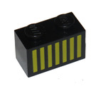LEGO Black Brick 1 x 2 with Yellow Grille 7 Bars with Bottom Tube (3004 / 81156)