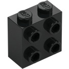 LEGO Svart Kloss 1 x 2 x 1.6 med Knotter på En Side (1939 / 22885)