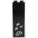 LEGO Black Brick 1 x 2 x 5 with Tally Marks and Cheese Wedge Sticker with Stud Holder (2454)