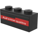 LEGO Black Brick 1 x 3 with Audi e-tron quattro Sticker (3622)