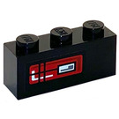 LEGO Noir Brique 1 x 3 avec Backlight La gauche Autocollant (3622)