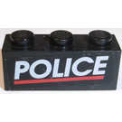LEGO Noir Brique 1 x 3 avec "Police" et rouge Stripe Autocollant (3622)