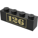 LEGO Zwart Steen 1 x 4 met "126" (3010)