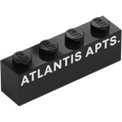 LEGO Black Brick 1 x 4 with "ATLANTIS APTS." (3010)