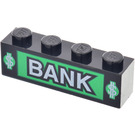 LEGO Negro Ladrillo 1 x 4 con Bank logo (3010 / 41029)