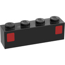 LEGO Schwarz Backstein 1 x 4 mit Basic Auto Taillights (3010)