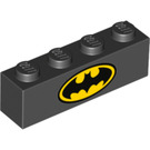 LEGO Zwart Steen 1 x 4 met Batman symbol (3010 / 33595)