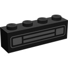 LEGO Black Brick 1 x 4 with Car Grille and Headlights White Pattern (3010)