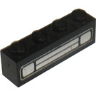 LEGO Noir Brique 1 x 4 avec Chrome Argent Auto Grille et Headlights (En relief) (3010)