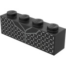 LEGO Black Brick 1 x 4 with dark grey Pinstripe  (3010)