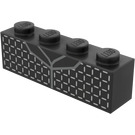 LEGO Black Brick 1 x 4 with dark grey Pinstripe  (3010 / 36784)