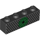 LEGO Zwart Steen 1 x 4 met Green symbol Zwart dots (3010 / 36443)