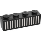 LEGO Negro Ladrillo 1 x 4 con Rejilla (3010)