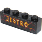 LEGO Schwarz Backstein 1 x 4 mit 'JESTRO' Aufkleber (3010)
