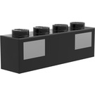 LEGO Black Brick 1 x 4 with Silver Car Headlights (3010)