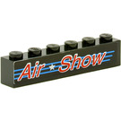 LEGO Black Brick 1 x 6 with 'Air Show' Sticker (3009)