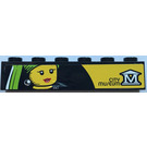 LEGO Zwart Steen 1 x 6 met "CITY MUSEUM" en logo en Female Minifig Hoofd Painting Sticker (3009)