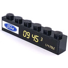 LEGO Noir Brique 1 x 6 avec Ford plum et lap time avec „09 45 3 1/4 mile„ Autocollant (3009)