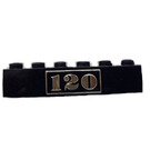 LEGO Nero Mattoncino 1 x 6 con Gold "120" (3009)