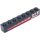 LEGO Black Brick 1 x 8 with 5 Stars on Red Stripe and '315' on Right Sticker (3008)