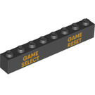 LEGO Noir Brique 1 x 8 avec GAME SELECT et GAME RESET (1400 / 3008)