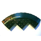LEGO Black Brick 10 x 10 Round Corner with Tapered Edge with Light Bars and Alien Characters (Right) Sticker (58846)