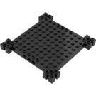 LEGO Black Brick 12 x 12 x 1 with Grooved Corner Supports (30645)