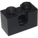 LEGO Black Brick 1x2 with Hole and Cutouts at Top