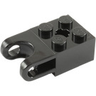 LEGO Svart Kloss 2 x 2 med Kulled och Axlehole (Bred öppen socket) (92013)