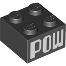 LEGO Black Brick 2 x 2 with "POW" (3003 / 68918)