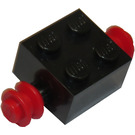 LEGO Schwarz Stein 2 x 2 mit Rot Single Räder (3137)