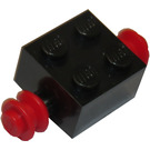 LEGO Zwart Steen 2 x 2 met Rood Single Wielen (3137)